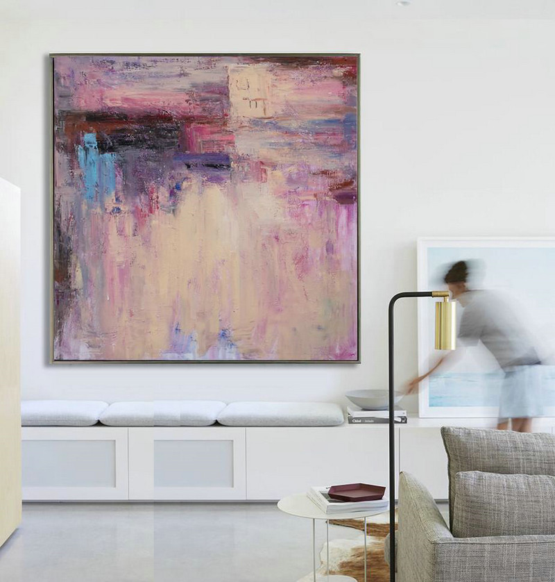 Extra Large Acrylic Painting On Canvas,Oversized Contemporary Art,Abstract Art Decor Large Canvas Painting,Pink,Nude,Blue,Purple.etc